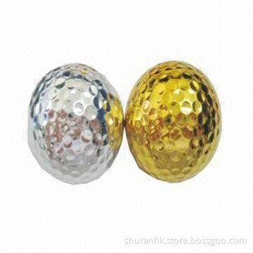 Golf Balls, Available in Gold and Silver Colors